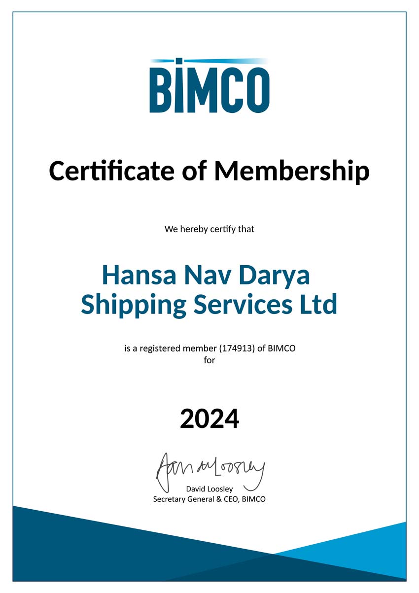 گواهینامه عضویت در BIMCO